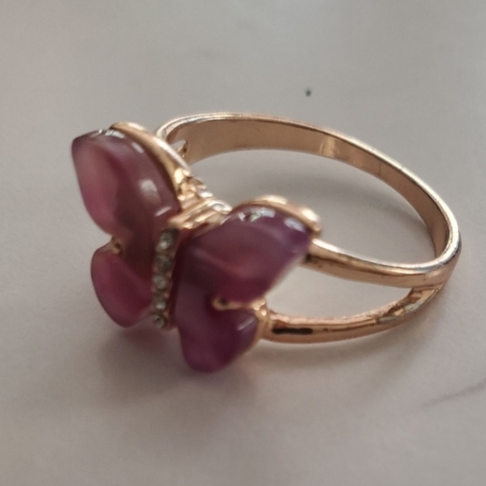 Pink Butterfly & Rhinestone Ring NWOT - Picture 7 of 14